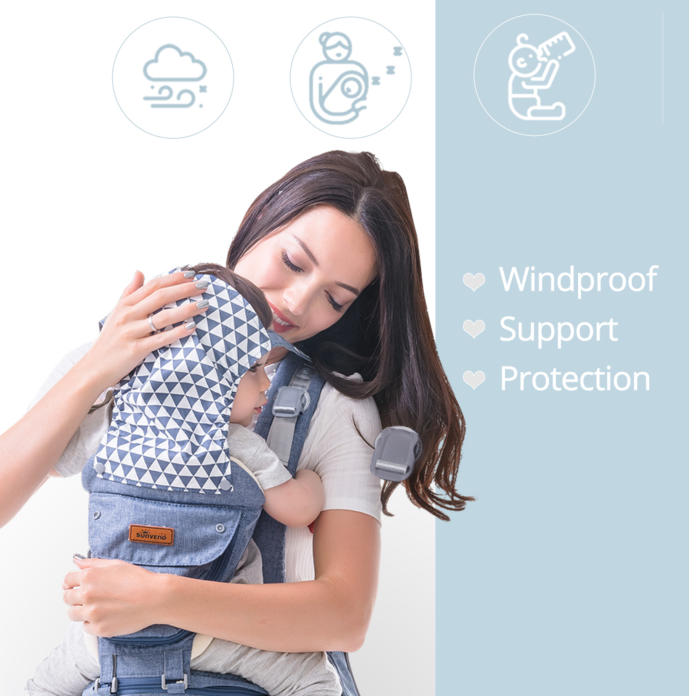 SUNVENO Ergonomic Baby Carrier Infant Baby Hipseat Waist Carrier Front Facing Ergonomic Kangaroo Sling for Baby Travel 0-36M