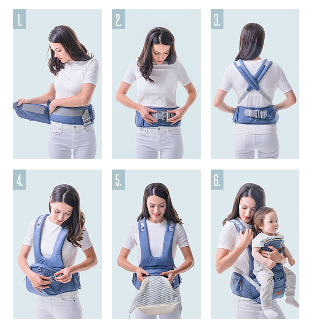 SUNVENO Ergonomic Baby Carrier Infant Baby Hipseat Waist Carrier Front Facing Ergonomic Kangaroo Sling for Baby Travel 0-36M