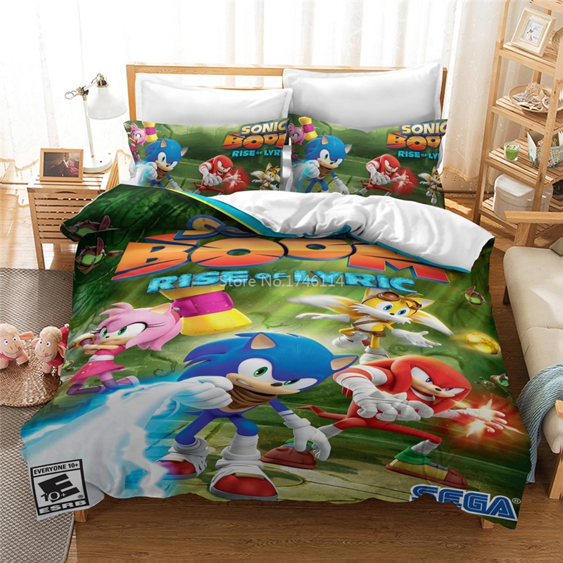 3D Sonic The Hedgehog Duvet Cover Set Children Kids Bedding Set Bedclothes Home Textile Twin Full Queen King Super King Size