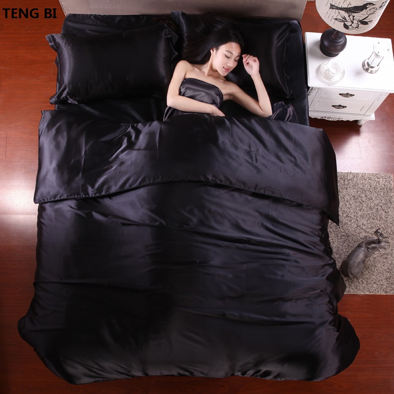 HOT! 100% pure satin silk bedding set,Home Textile King size bed set,bedclothes,duvet cover flat sheet pillowcases Wholesale
