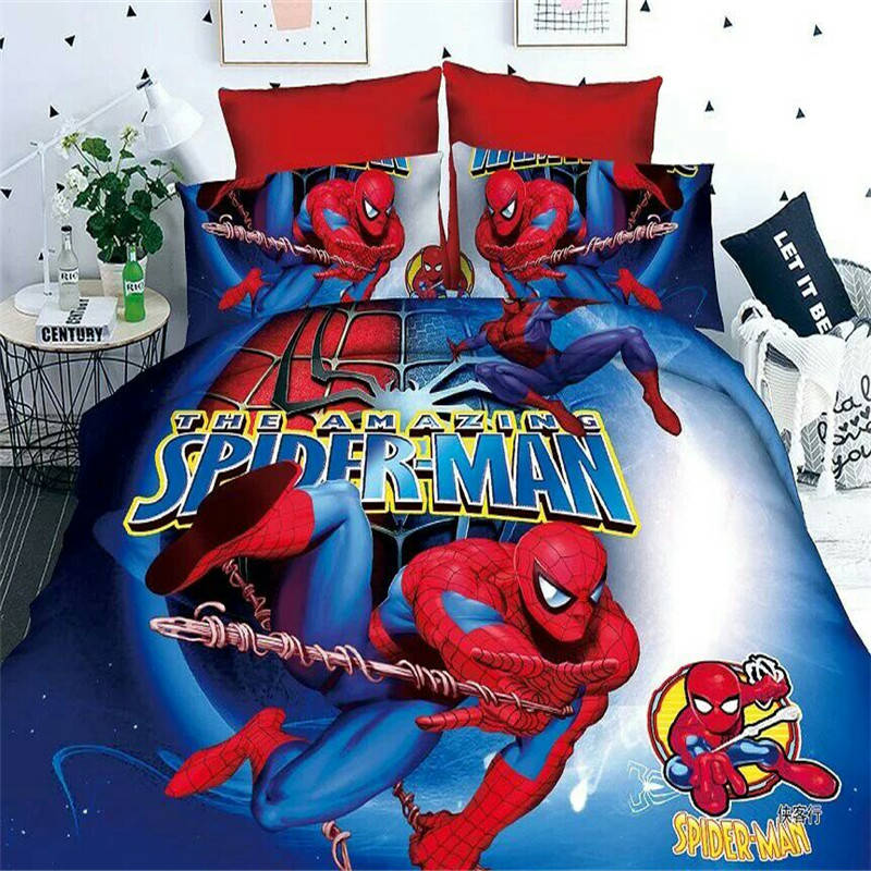 disney spiderman bedding set cartoon boy bed linens 3d single twin size 2/3/4pc duvet/comforter cover kids teen bedspreads gifts