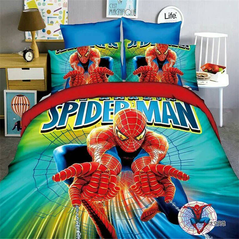 disney spiderman bedding set cartoon boy bed linens 3d single twin size 2/3/4pc duvet/comforter cover kids teen bedspreads gifts