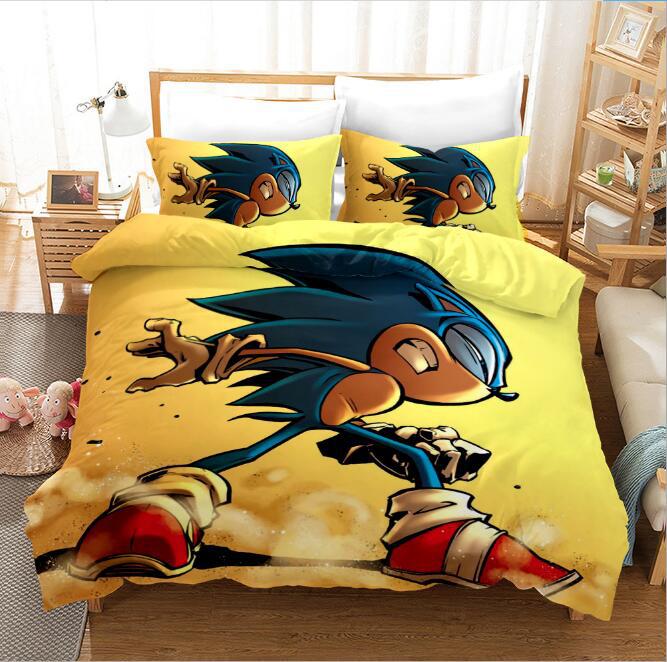 Anime 3D digital printed home textile 4-piece set of sonic electric kid animated bedding