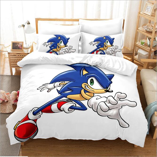 Anime 3D digital printed home textile 4-piece set of sonic electric kid animated bedding