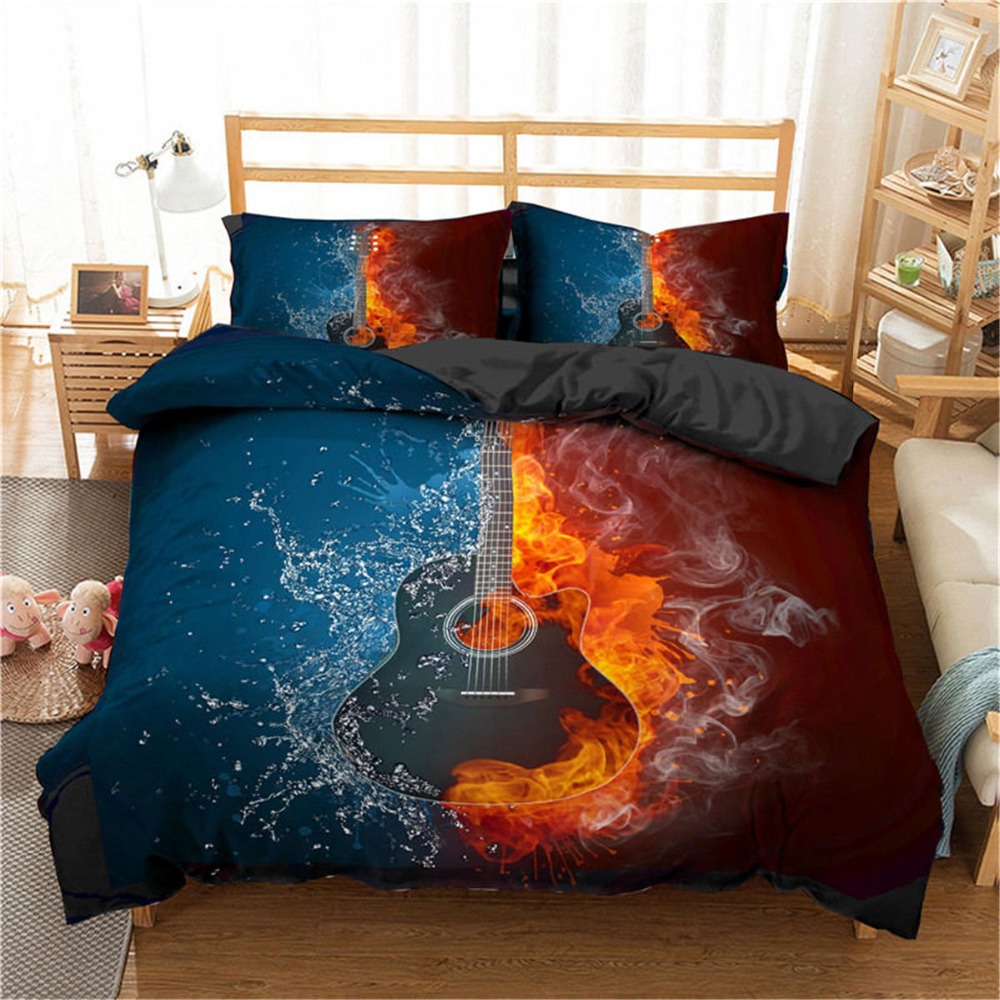 ZEIMON Bedding Set 3d Music Note Printed Home Textiles Guitar Pattern Duvet Cover Set Luxury Comforter King Size Bedclothes