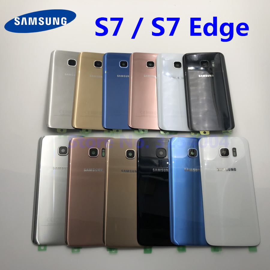 For Samsung Galaxy S7 Edge G935 S7 G930 Battery Back Cover Door Housing Replacement Repair Parts + ear Camera Glass Lens Frame