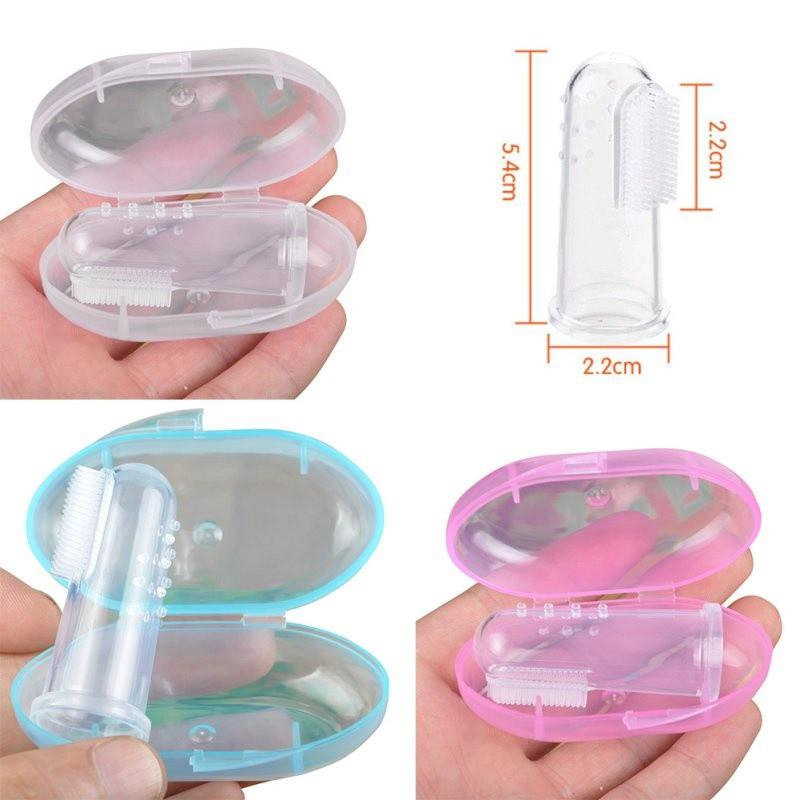 1 Set Soft Baby Finger Toothbrush and Box Silicone Baby Brush Teeth Cleaning Care Hygiene Brush Infant Tooth Brush for Newborn