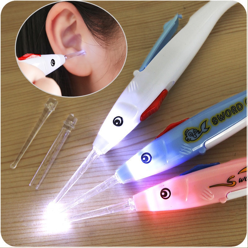 1Pcs LED Light Baby Ear Pick Flashing Child Kids Ear Spoon Cleaner Wax Earwax Remover Luminous Earpick Cleaning Ear Care Tool