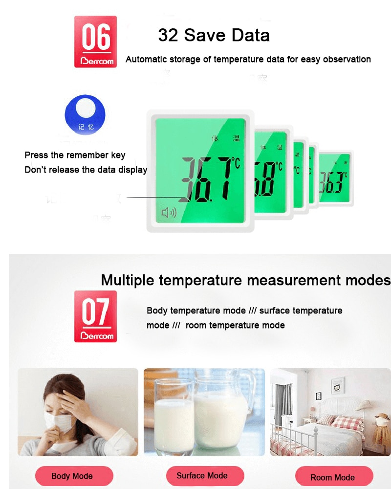 Muti-fuction Baby/Adult Digital Termomete Infrared Forehead Body Thermometer Gun Non-contact Temperature Measurement Device