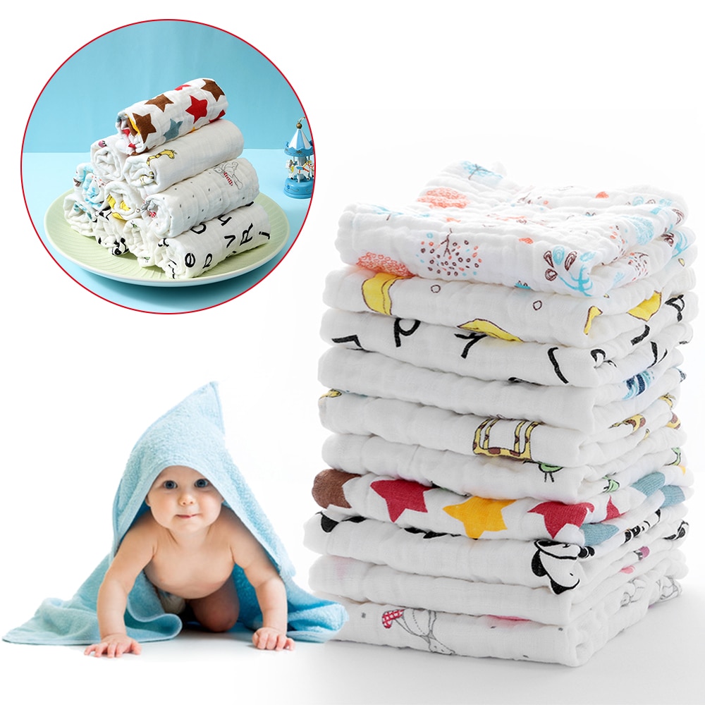 1PC Baby Bath Towels Cotton Gauze Flower Print New Born Baby Towels Soft Water Absorption Baby Care Towel Baby Care Toolss
