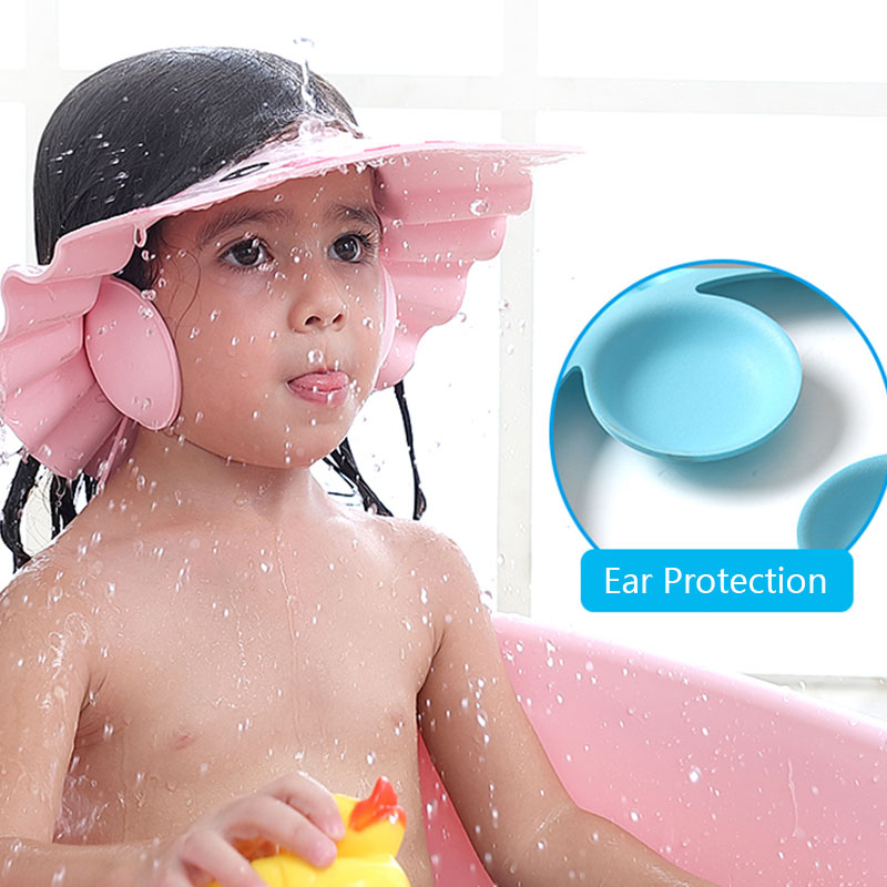 Herbabe Baby Shower Cap Adjustable Hair Wash Hat for Newborn Infant Ear Protection Children Kids Shampoo Shield Bath Head Cover