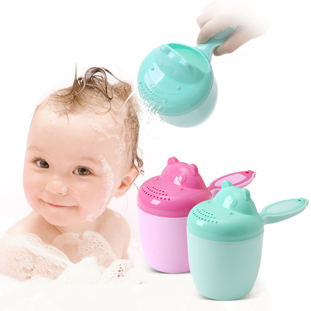 Baby Cartoon Hippopotamus Bathing Cup Newborn Kid Shower Shampoo Cup Baby Shower Water Spoon Bath Wash Cup Baby Things