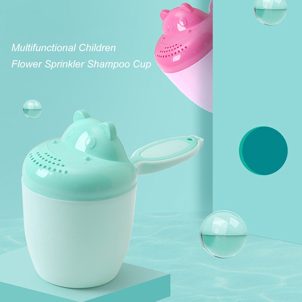 Baby Cartoon Hippopotamus Bathing Cup Newborn Kid Shower Shampoo Cup Baby Shower Water Spoon Bath Wash Cup Baby Things