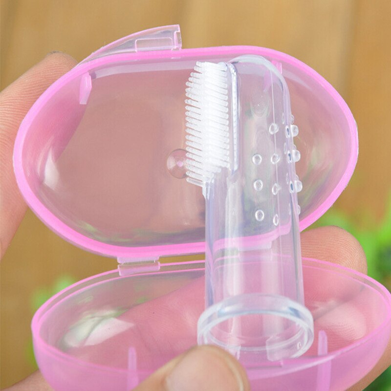 1/2pc Silicon Children's Toothbrush Finger Baby Toothbrush Deciduous Tooth Brush for Infant Soft Teeth Clear Baby Brush with Box
