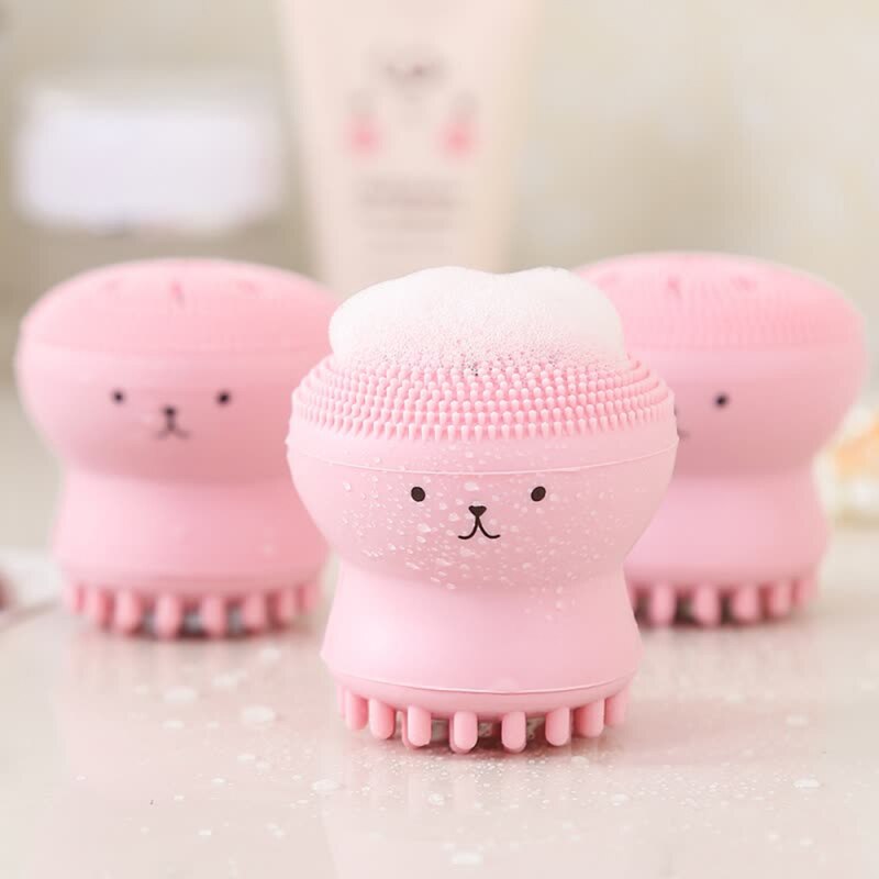 Silicone Face Cleansing Brush Cute Octopus Shape Facial Cleanser Pore Cleaner Exfoliator Face Scrub Washing Brush Skin Care