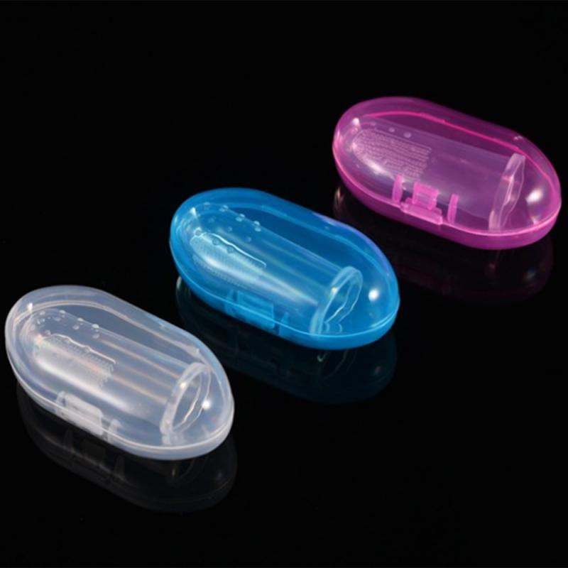 Portable Baby Finger Toothbrush Holder Storage Box Transparent Travel Child Finger Toothbrush Box Transparent Suit Baby 3 colors