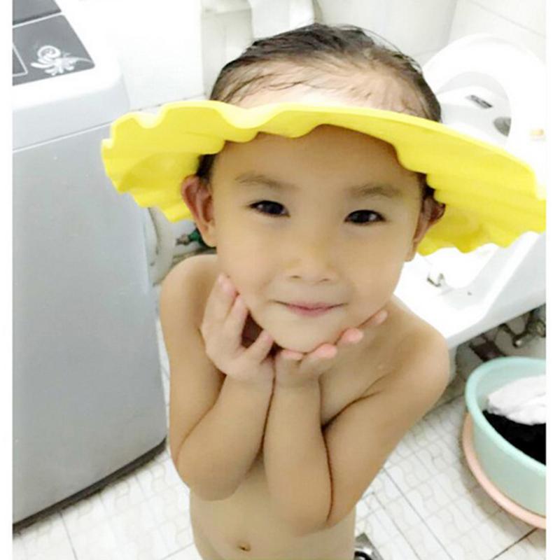 Baby Shower Caps Shampoo Cap Wash Hair Kids Bath Visor Hats Adjustable Waterproof Ear Protection Eye Children Hats color random