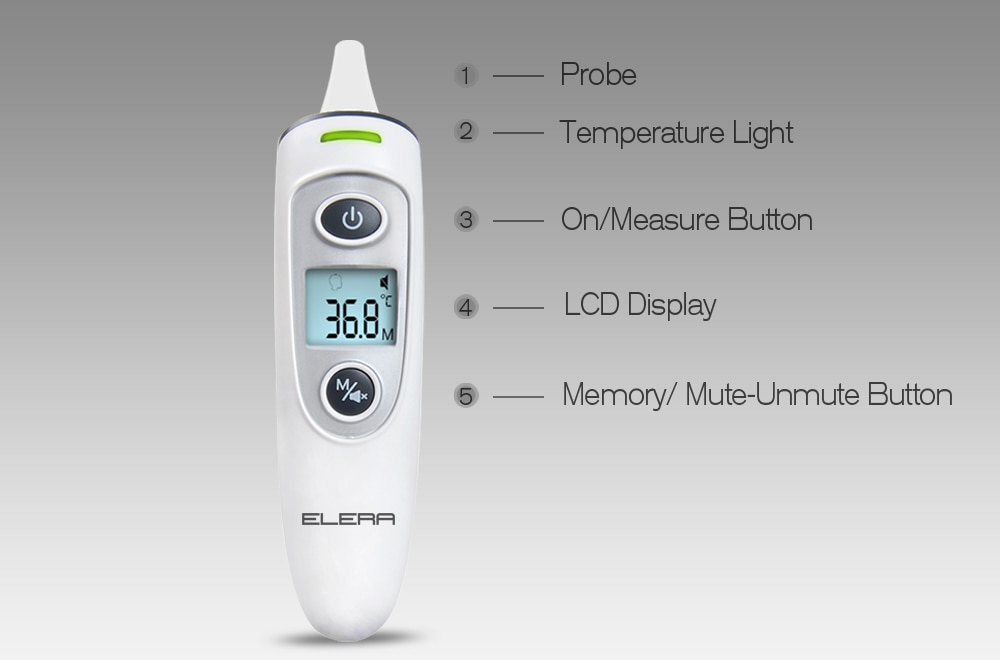 ELERA Baby Thermometer Infrared Digital LCD Body Measurement Forehead Ear Non-Contact Adult Body Fever IR Children  Termometro