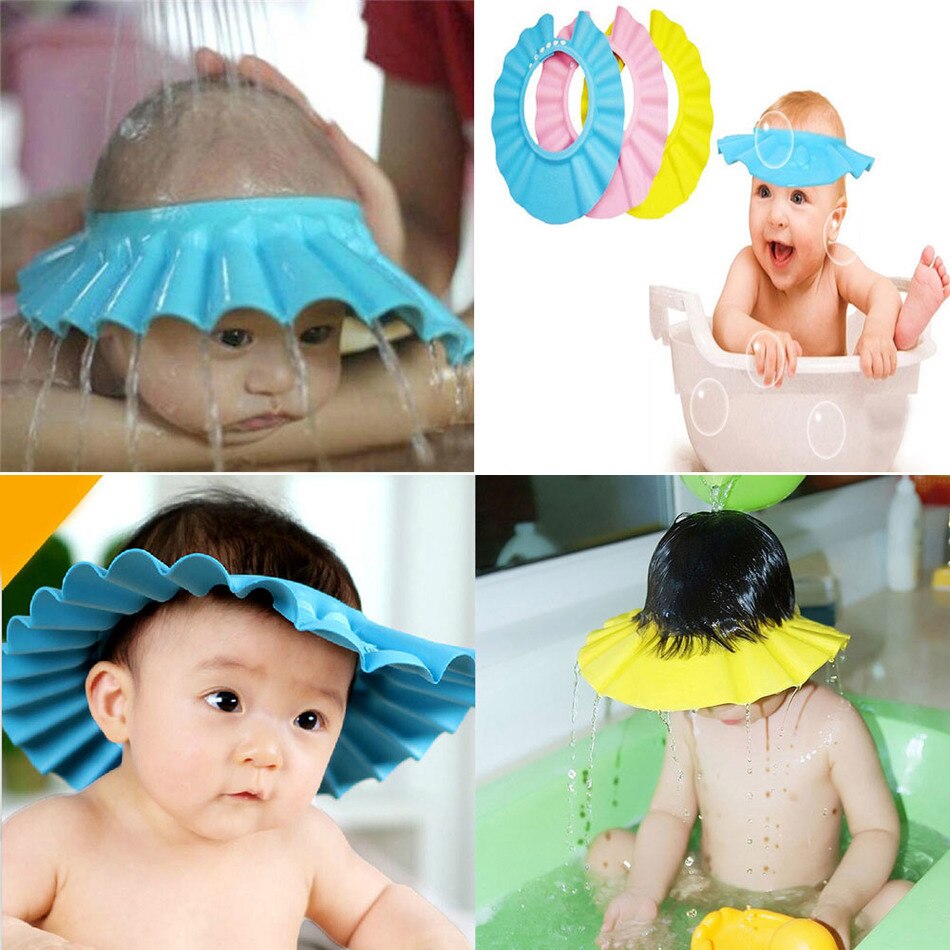 Baby Shower Caps Shampoo Cap Wash Hair Kids Bath Visor Hats Adjustable Shield Waterproof Ear Protection Eye Children Hats Infant