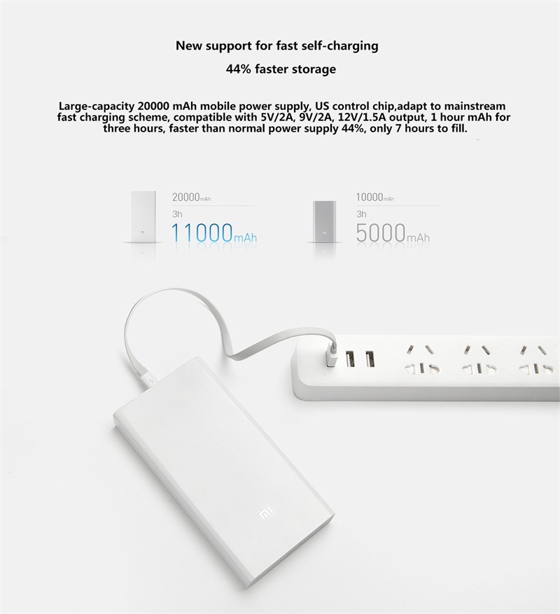 Original Xiaomi Power Bank 20000mAh Portable Charger for iPhone Xiaomi External Battery Support Dual USB QC 3.0 Powerbank 20000