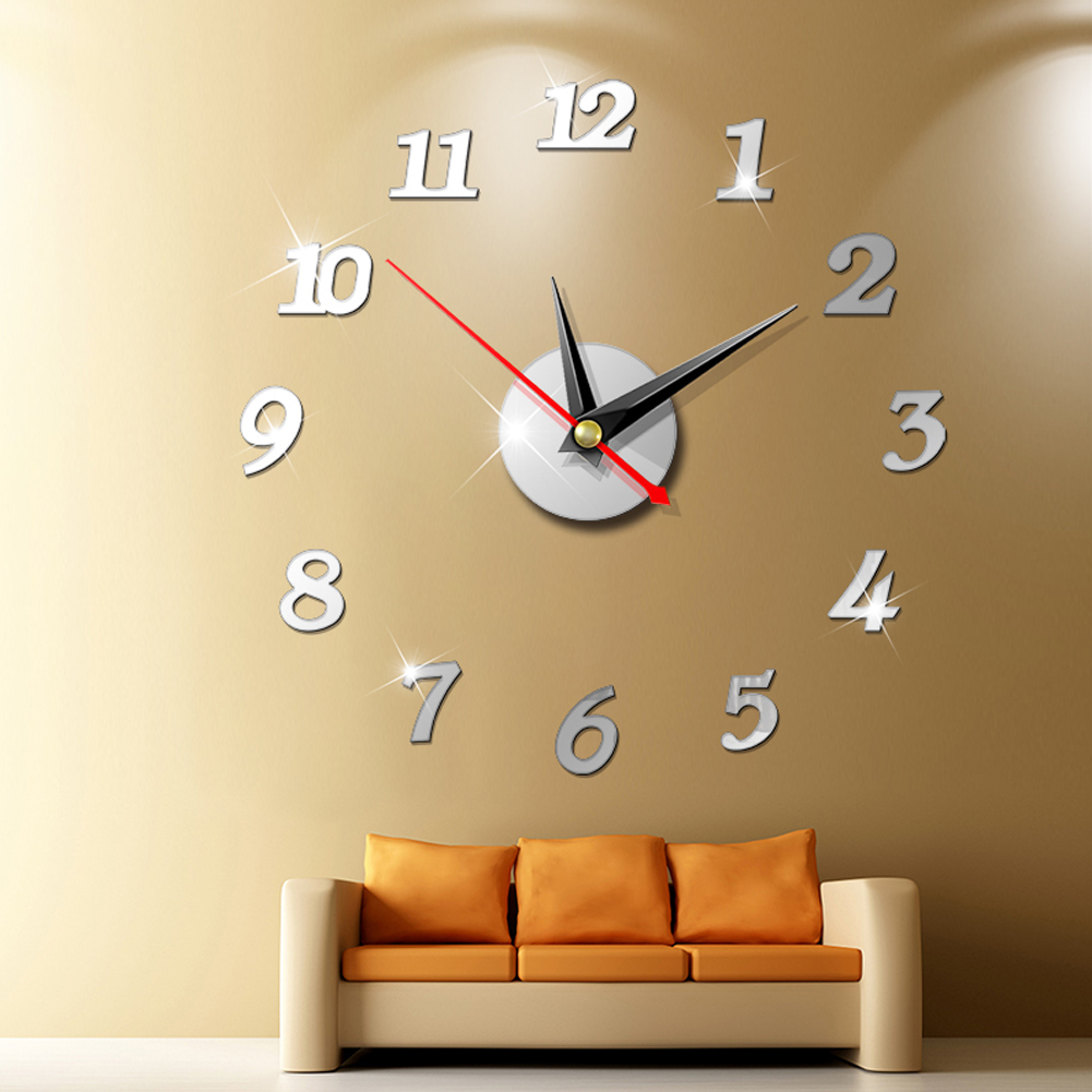 Modern Large Wall Clock 3d Mirror Sticker Unique Big Number Watch Diy Decor Wall Clock Art Sticker Decal Home Modern Decoration