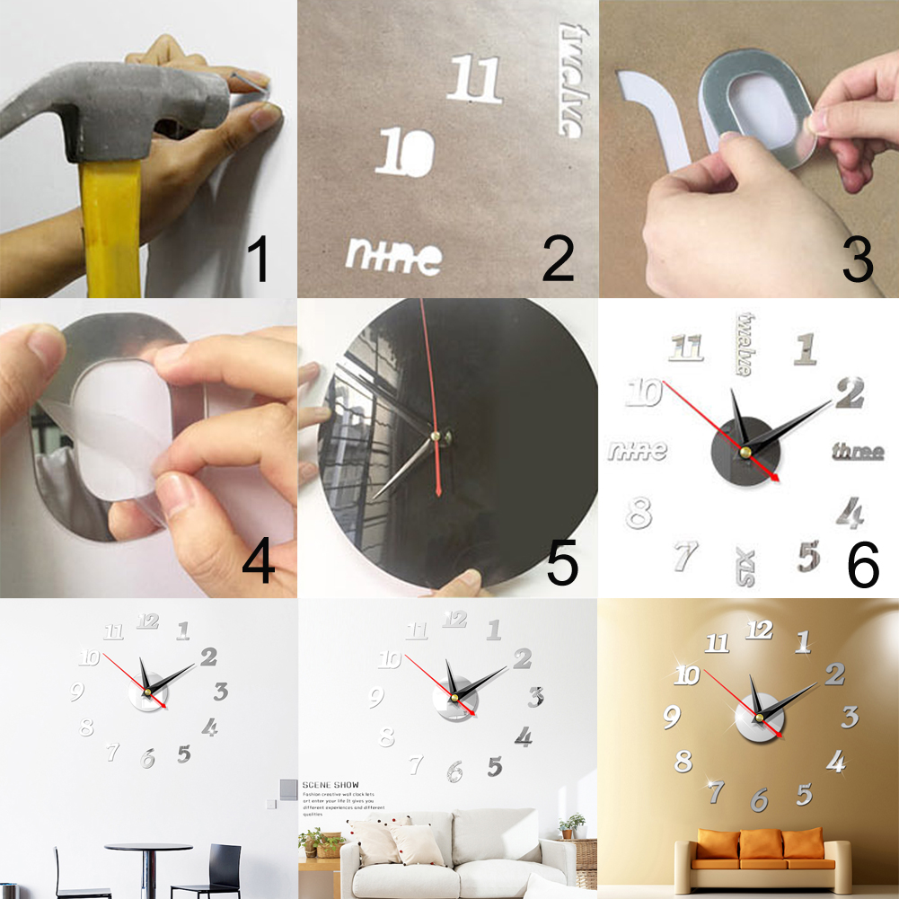 Modern Large Wall Clock 3d Mirror Sticker Unique Big Number Watch Diy Decor Wall Clock Art Sticker Decal Home Modern Decoration