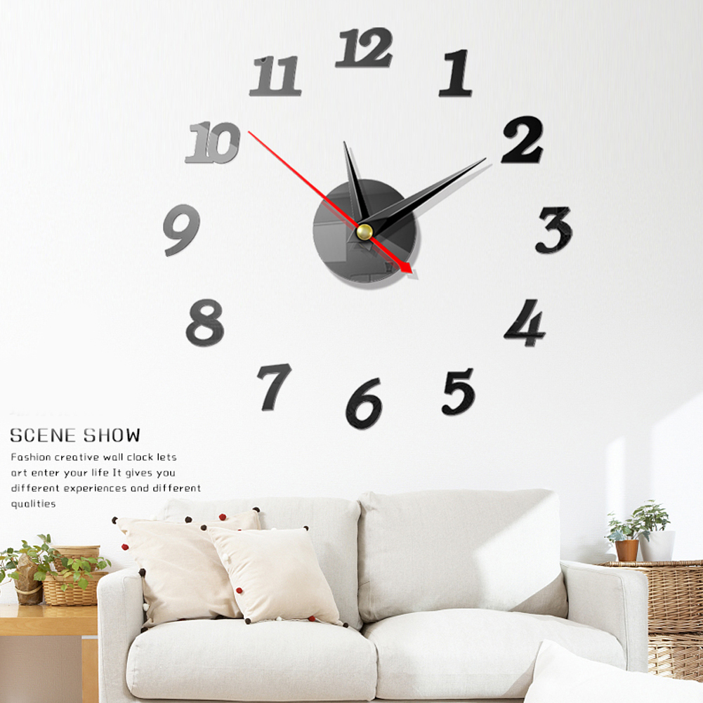 Modern Large Wall Clock 3d Mirror Sticker Unique Big Number Watch Diy Decor Wall Clock Art Sticker Decal Home Modern Decoration