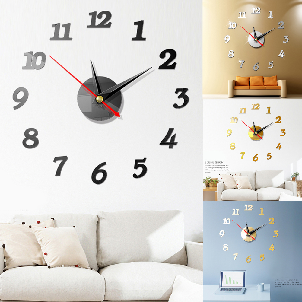 Modern Large Wall Clock 3d Mirror Sticker Unique Big Number Watch Diy Decor Wall Clock Art Sticker Decal Home Modern Decoration