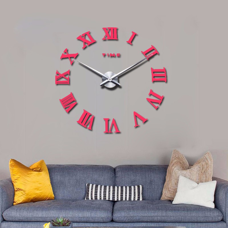 promotion new home decor large roman mirror fashion  modern Quartz clocks living room diy wall clock sticker watch free shipping