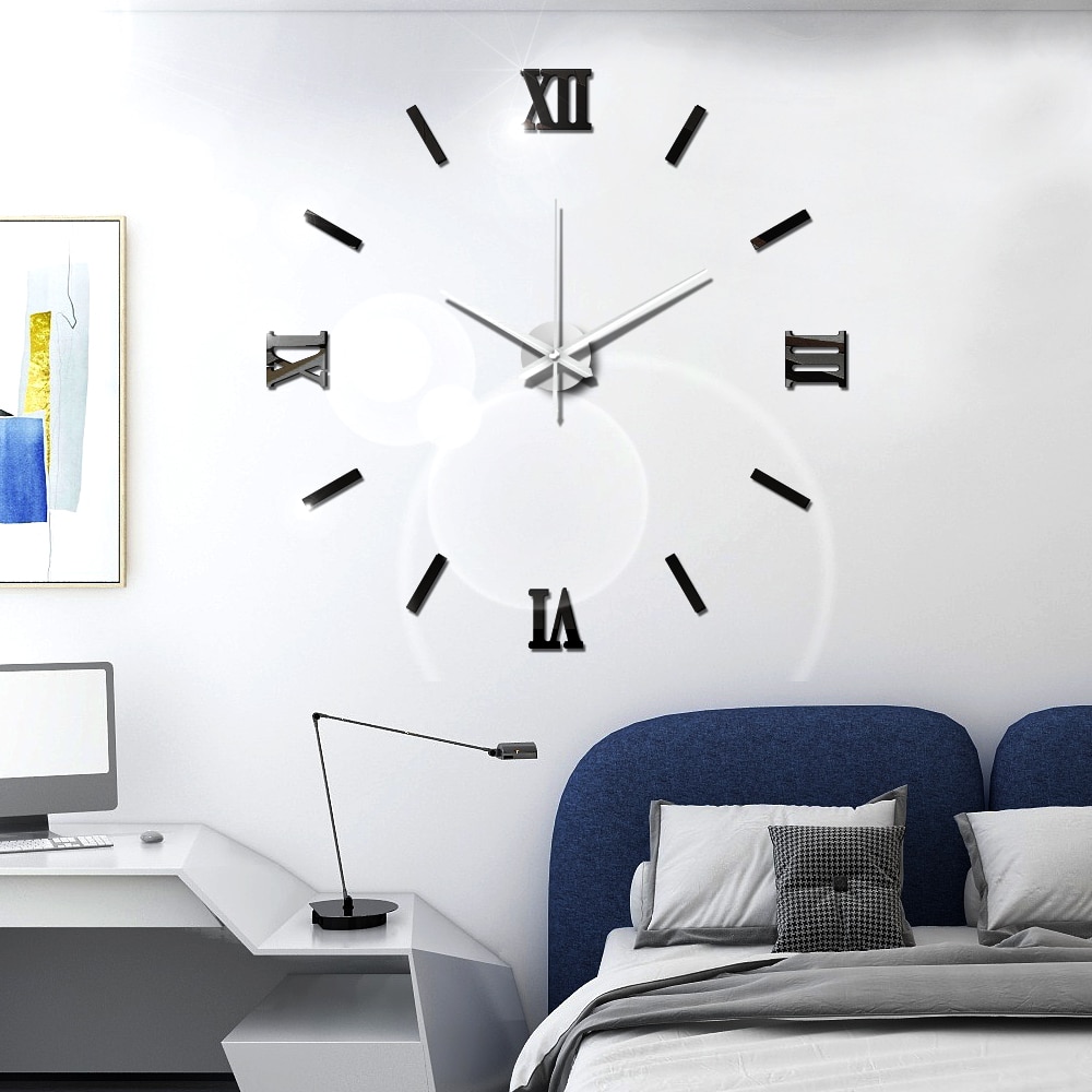 Modern Art 3D DIY Wall Sticker Clock Home Decor  Simple Useful Functioning Acrylic Mirror Wall Sticker Clock for Living Room