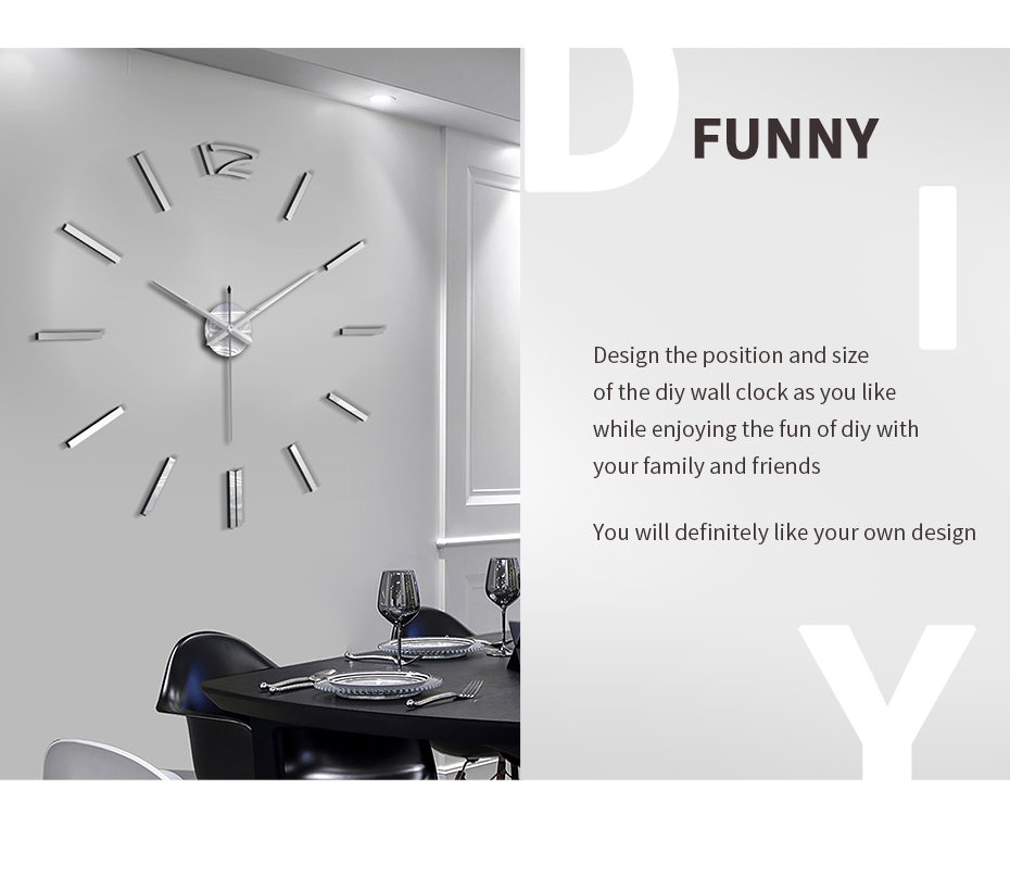 50cm 3D Wall Clock Modern Design DIY Acrylic Mirror Stickers Clock for Living Room Bedroom Home Decor Large Silent Elreloj Mural