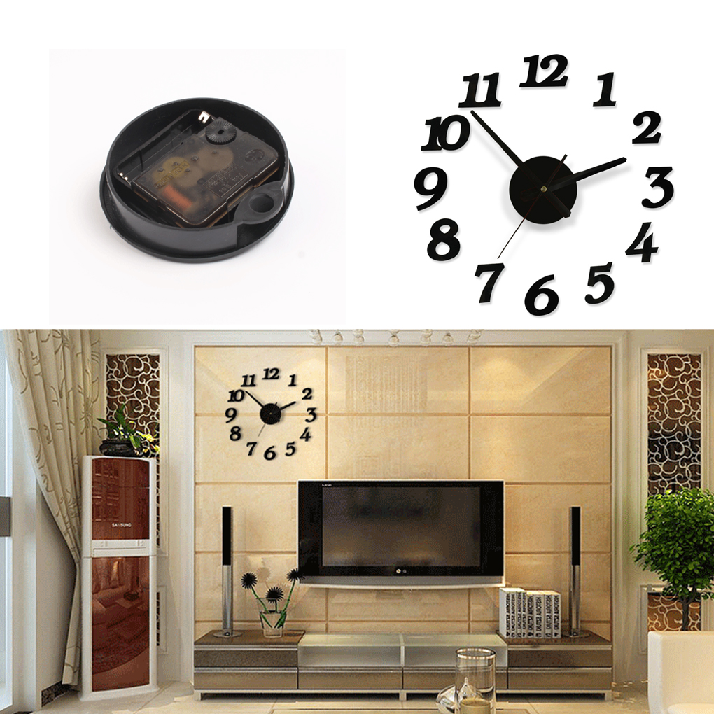 3D Large Wall Clock Sticker Acrylic Silent Digital Big DIY Self adhesive Wall Clock Modern Design for  Room Home Office Decor