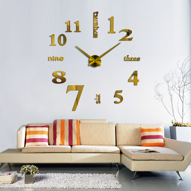 Affordable DIY mirror effect home decoration wall stickers  Brief style still life quartz living room Affordable wall clock