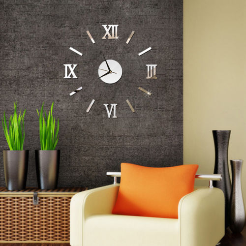 Wall Clock Pattern Luxury Large DIY 3D Decorative Wall Sticker Home Decor Clock Living Room Home Decoration Mirror Art Designer