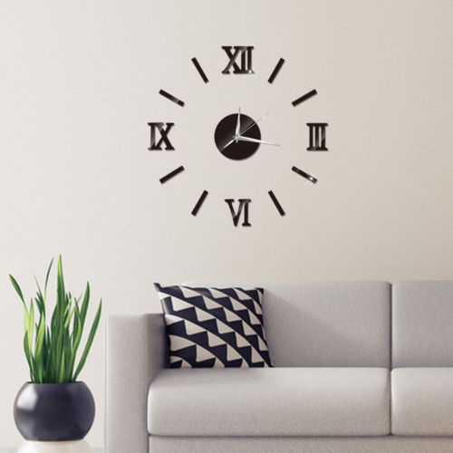 Wall Clock Pattern Luxury Large DIY 3D Decorative Wall Sticker Home Decor Clock Living Room Home Decoration Mirror Art Designer