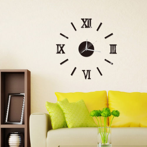 Wall Clock Pattern Luxury Large DIY 3D Decorative Wall Sticker Home Decor Clock Living Room Home Decoration Mirror Art Designer