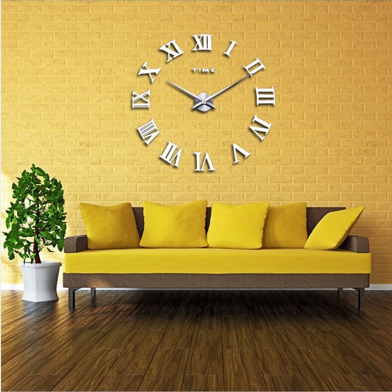 promotion 2019 new  diy wall clock home decor large roman mirror fashion modern Quartz clocks living room watch free shipping