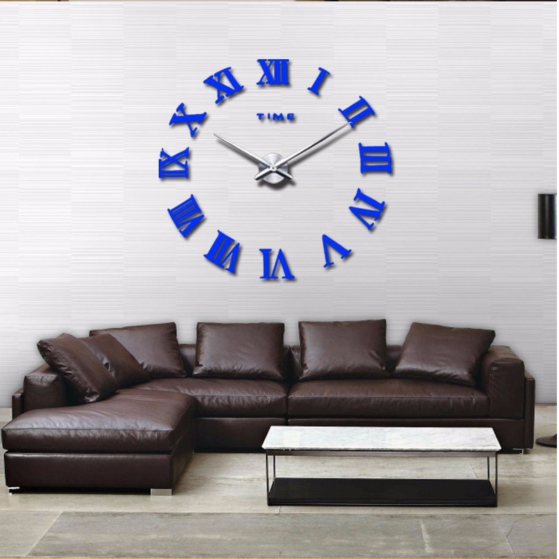 promotion 2019 new  diy wall clock home decor large roman mirror fashion modern Quartz clocks living room watch free shipping