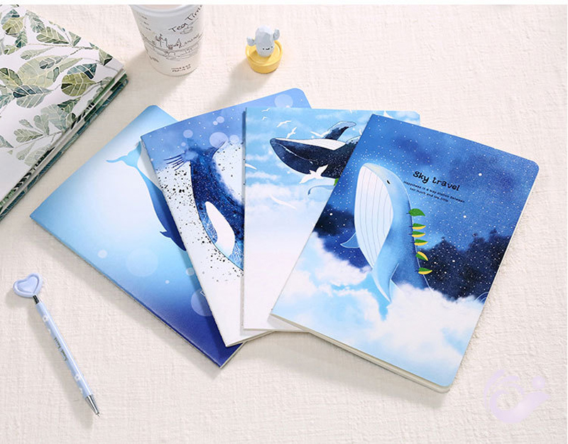 EZONE 1PC Flamingos Notebook Sakura Whale Notebook B5 Line Paper Notebook Travel Diary Sketchbook Weekly Plan Student Stationery
