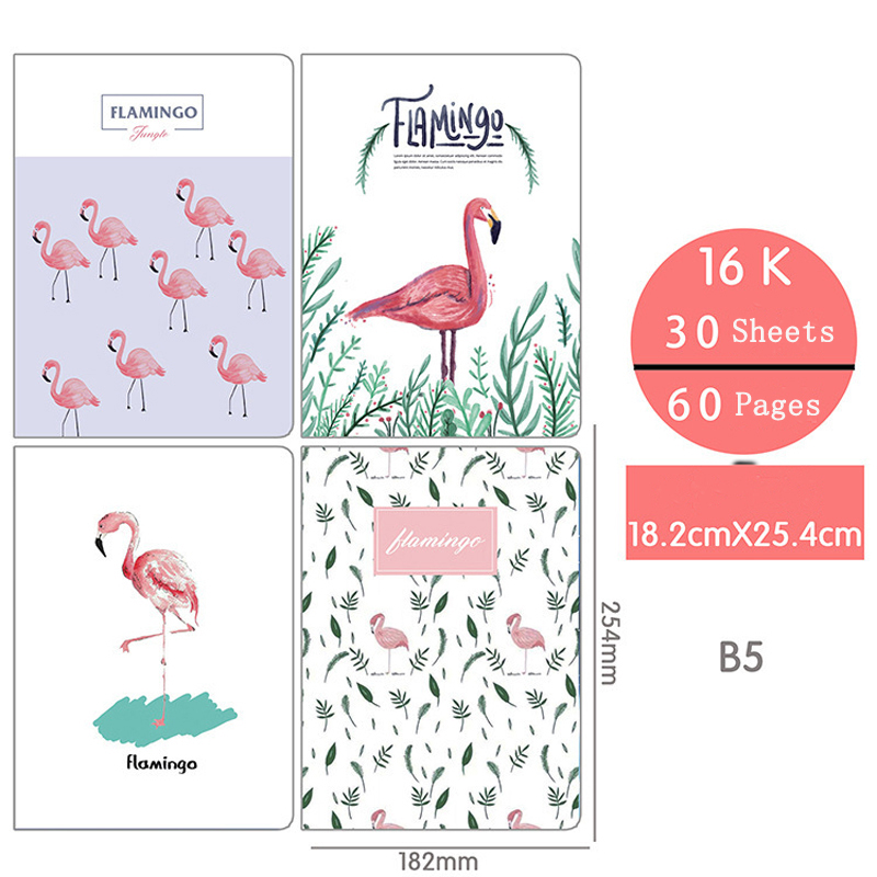 EZONE 1PC Flamingos Notebook Sakura Whale Notebook B5 Line Paper Notebook Travel Diary Sketchbook Weekly Plan Student Stationery