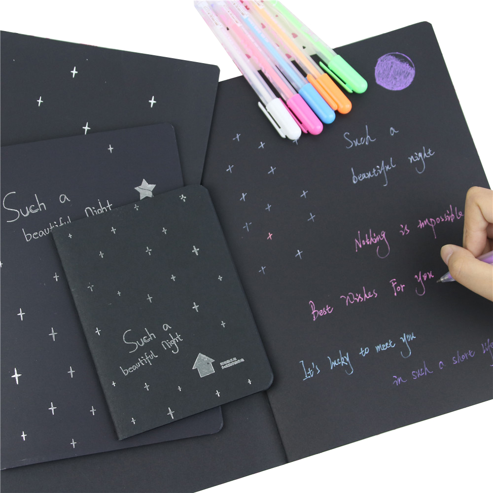 1 Notebook Diary Black Paper Notepad 16K 32K 56K Sketch Graffiti Notebook for Drawing Painting Office School Stationery Gifts