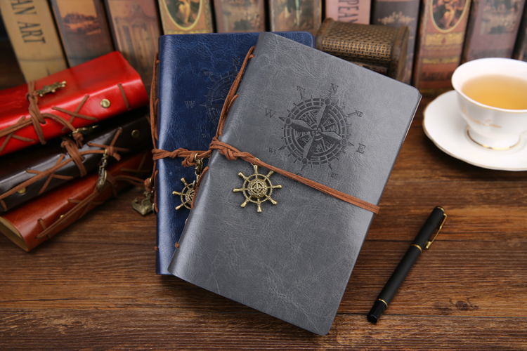 Retro Spiral Notebook Diary Notepad Vintage Pirate Anchors PU Leather Note Book Replaceable Stationery Gift Traveler Journal