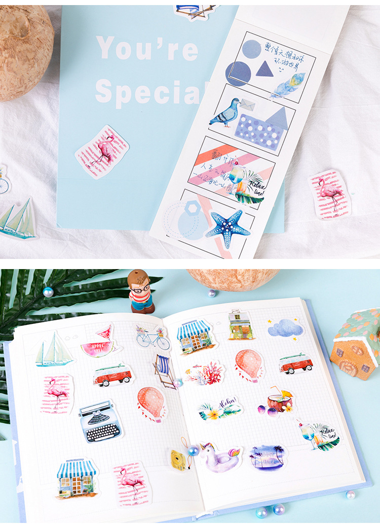 45pcs Moon Notebook Stickers Cartoon Lovely Fashion Theme Journal Stickers School Office Pads Stationery