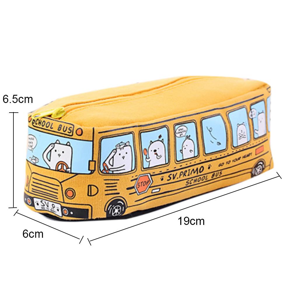 Korean Stationery Holder Pencil Case Simple Animal Pattern Pencil Bag Bus Shaped Pencilcase Office Student Supplies