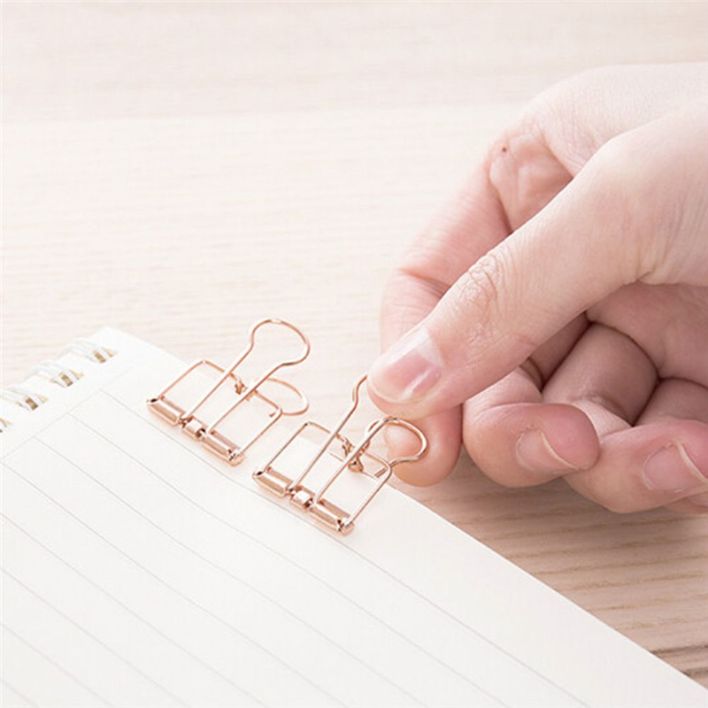 8 pcs/set rose gold hollowed out design binder clip for office school paper organizer stationery supply decorative metal clips