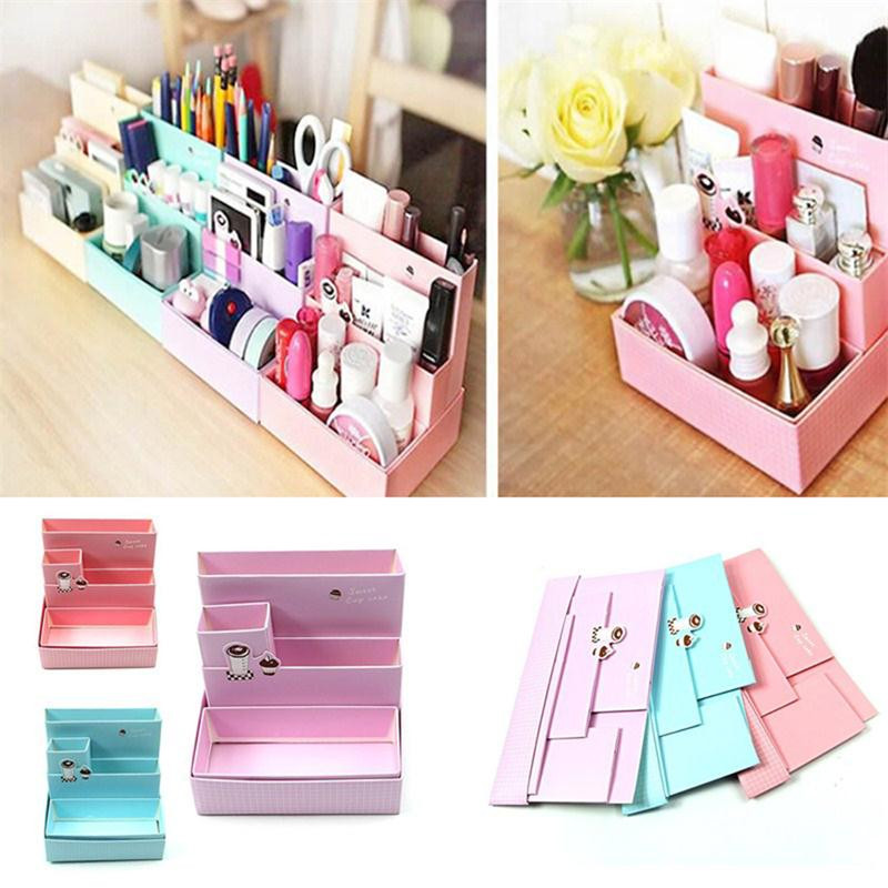 Desk Decor Stationery holder DIY Paper Board Storage Box  Makeup Cosmetic Organizer Pen Holder