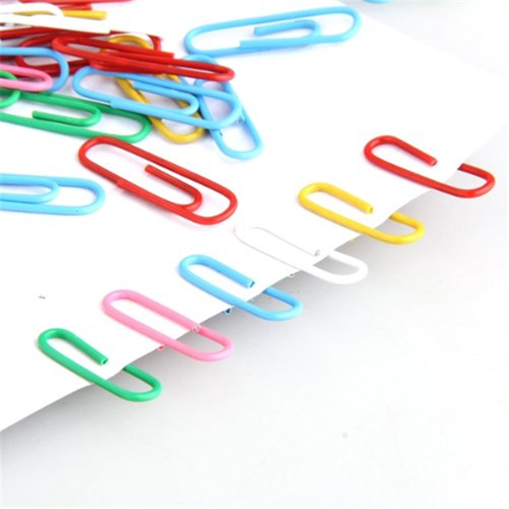 100pcs / 28mm Colorful Paper Clips And Pins Vinyl Paint New Ticket Holder Stationery DIY Office School Supplies