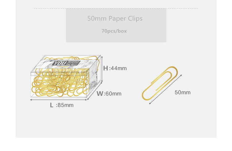 70pcs 50mm Metal Paper Clips U Type Gold Bookmark Clips in Clear Clip Holder the Office & School Supplies Stationery Accessories