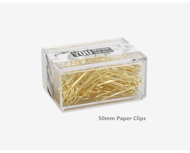 70pcs 50mm Metal Paper Clips U Type Gold Bookmark Clips in Clear Clip Holder the Office & School Supplies Stationery Accessories