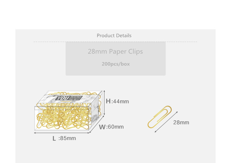 70pcs 50mm Metal Paper Clips U Type Gold Bookmark Clips in Clear Clip Holder the Office & School Supplies Stationery Accessories